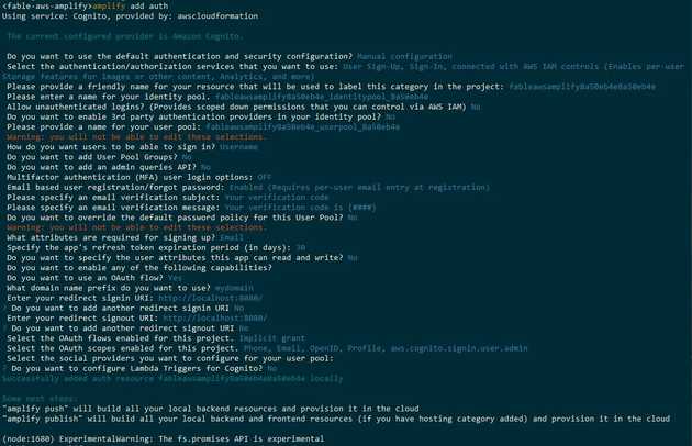 amplify add auth